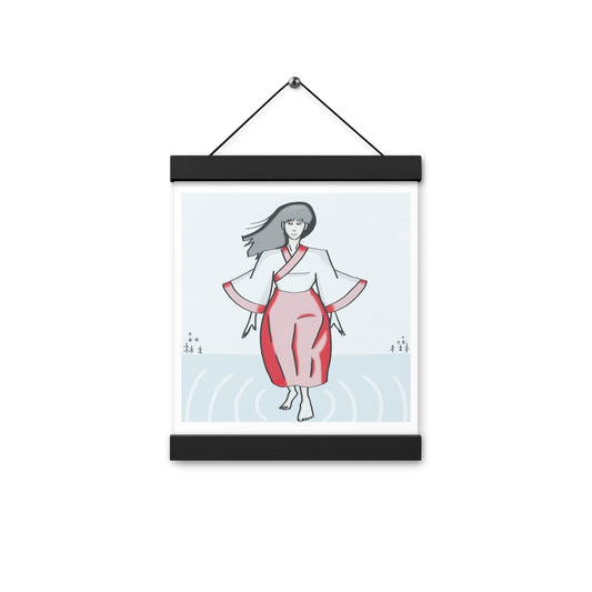 Supernatural Japanese Woman Walking on Water on a foggy day